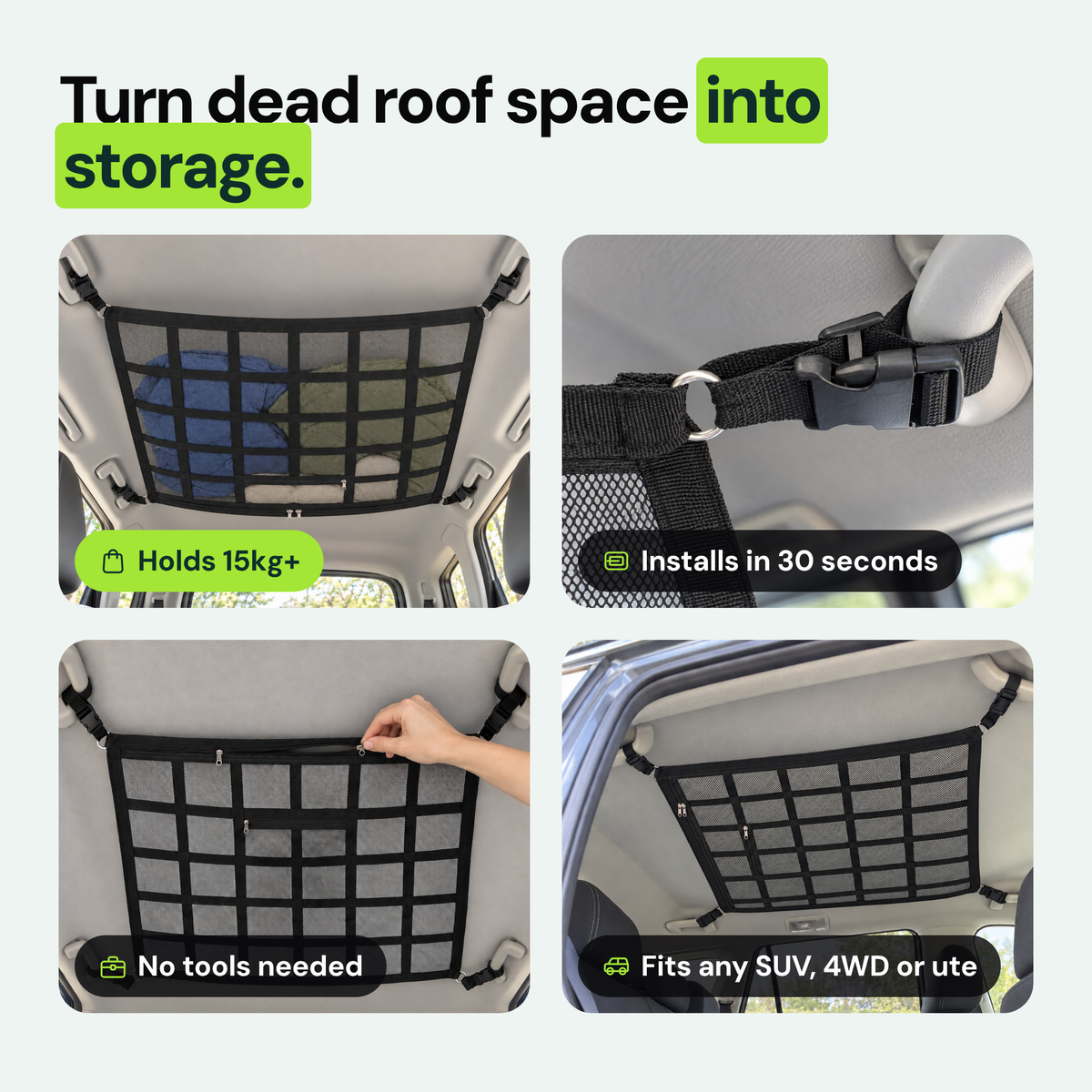 Stowed Overhead Cargo Net